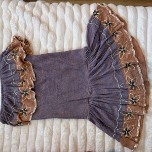 Free People Purple Embroidered Floral Mini Dress